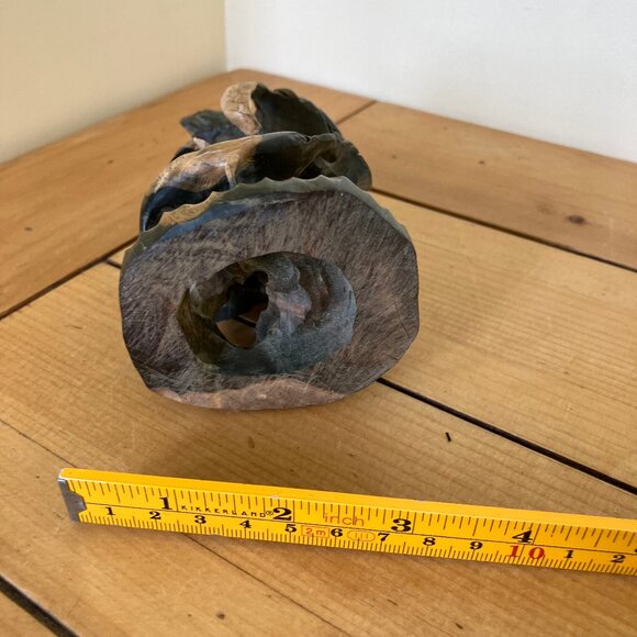 Sea Life Wood Carving Hand Carved Turtle Dolphin Fish Statue Caribbean 5.75" - Picture 6 of 7